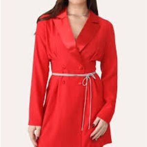 The Night Is Young Red Blazer Dress